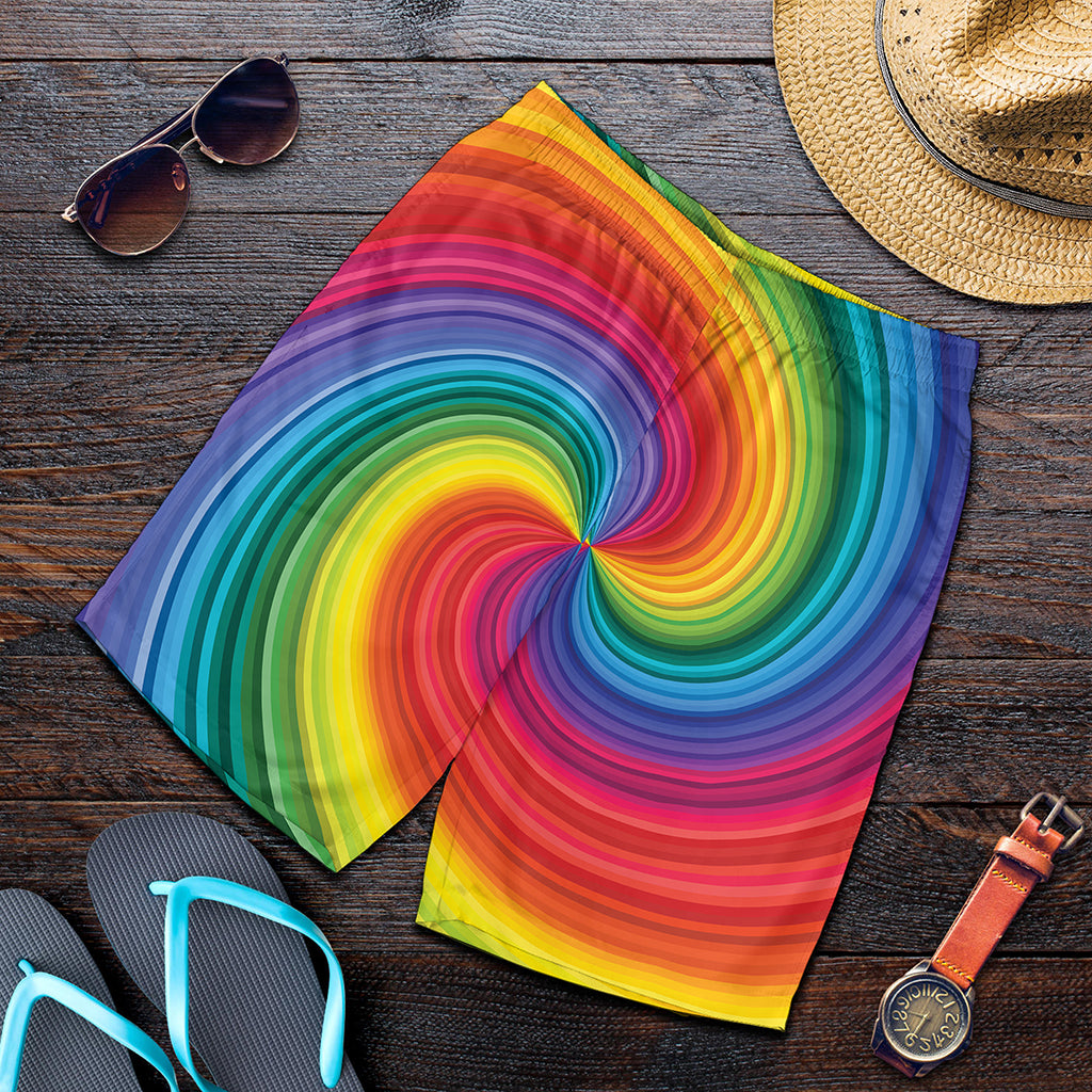 Rainbow Swirl Print Men's Shorts