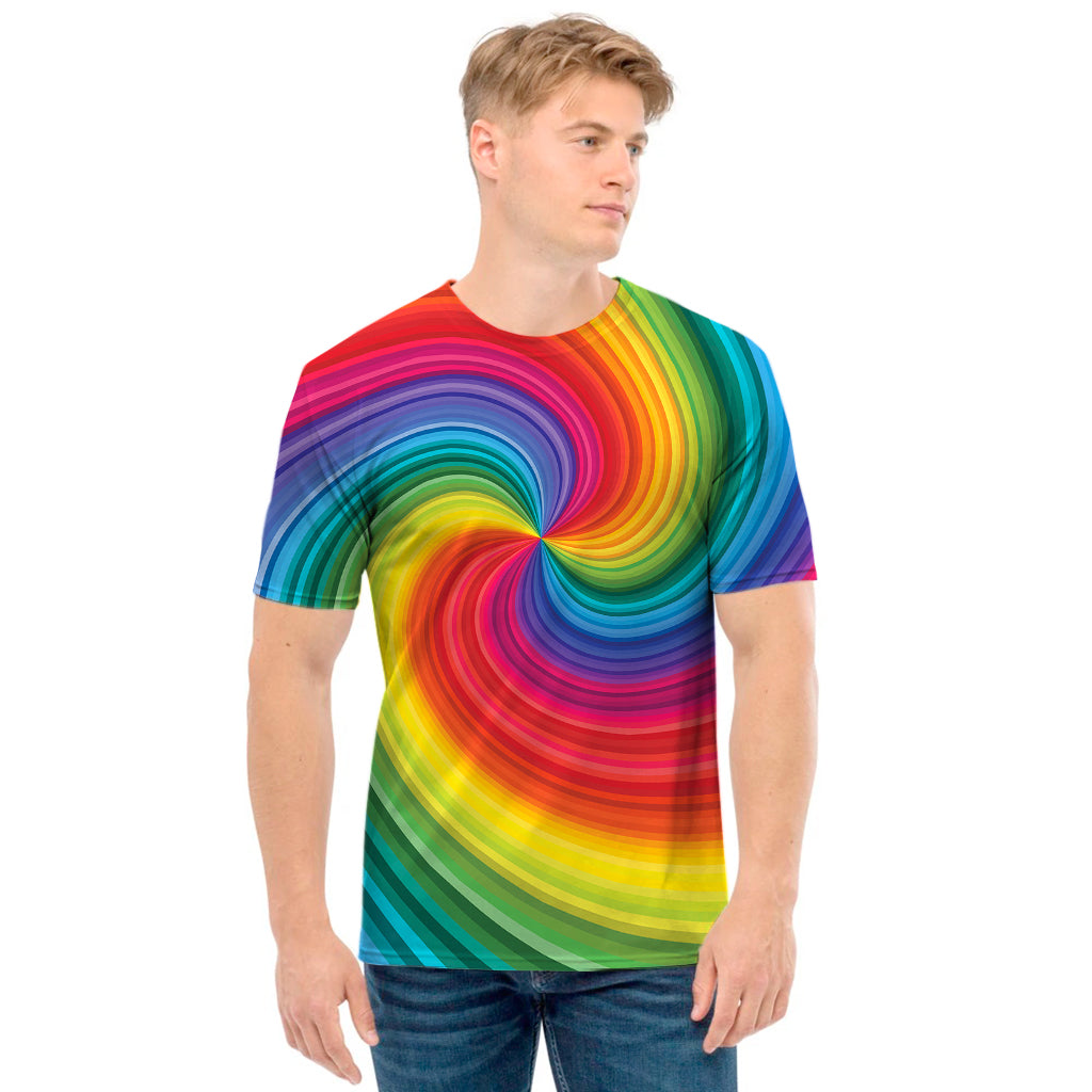 Rainbow Swirl Print Men's T-Shirt