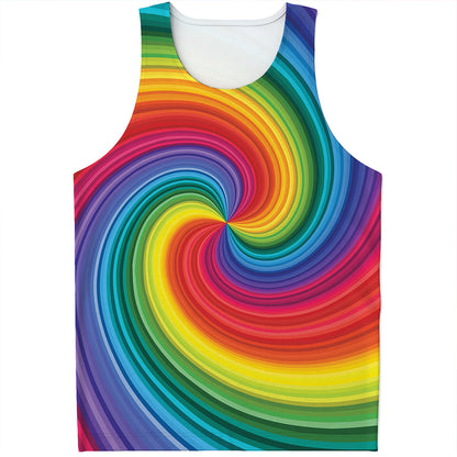 Rainbow Swirl Print Men's Tank Top
