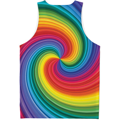 Rainbow Swirl Print Men's Tank Top