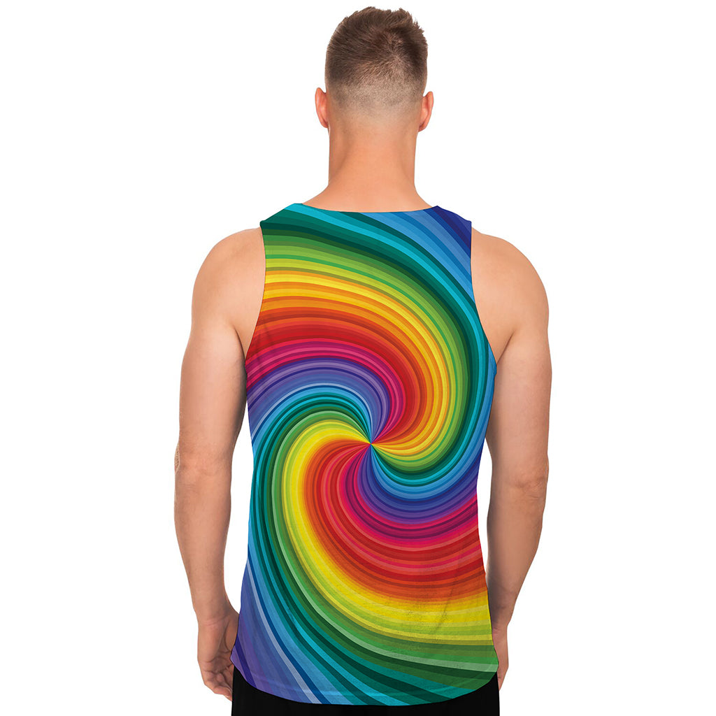 Rainbow Swirl Print Men's Tank Top