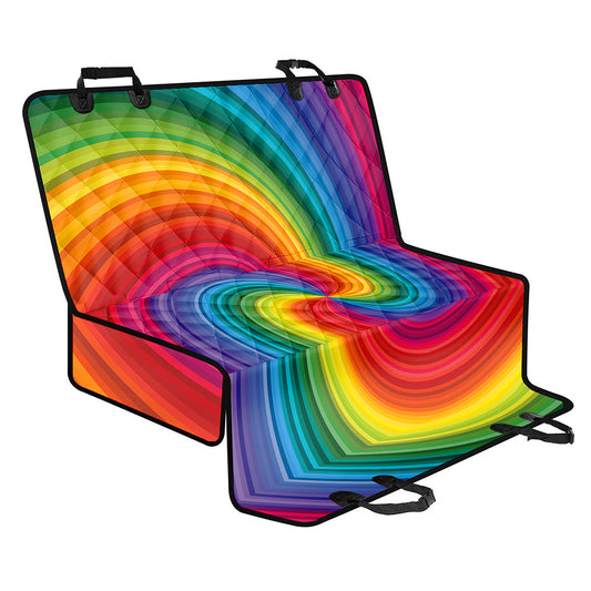 Rainbow Swirl Print Pet Car Back Seat Cover
