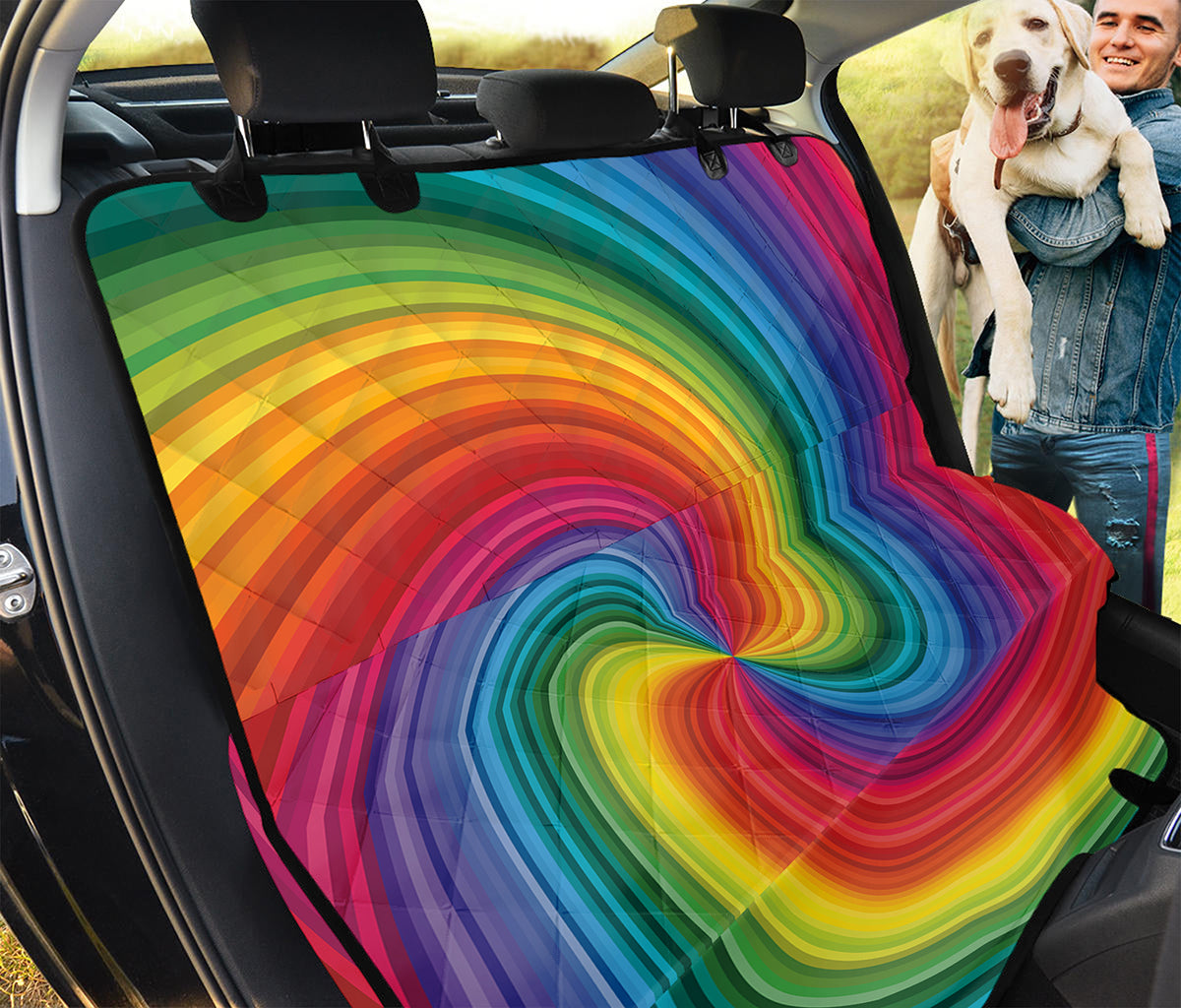 Rainbow Swirl Print Pet Car Back Seat Cover