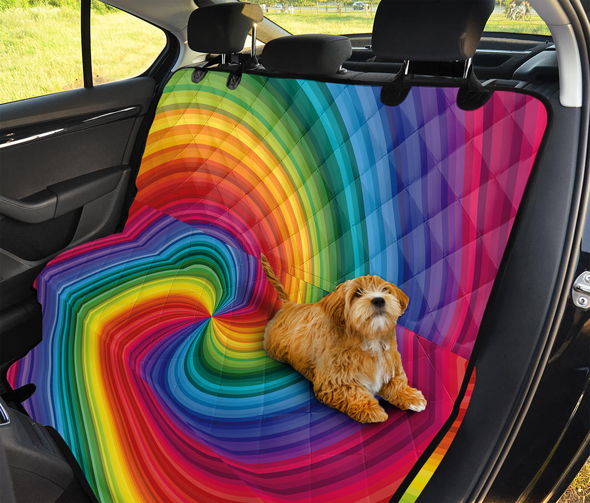 Rainbow Swirl Print Pet Car Back Seat Cover