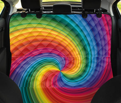 Rainbow Swirl Print Pet Car Back Seat Cover