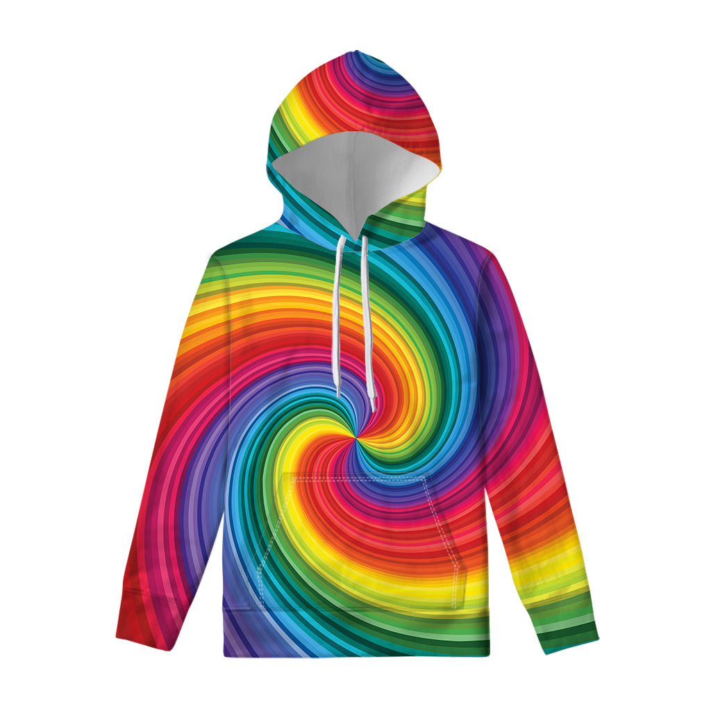 Rainbow Swirl Print Pullover Hoodie