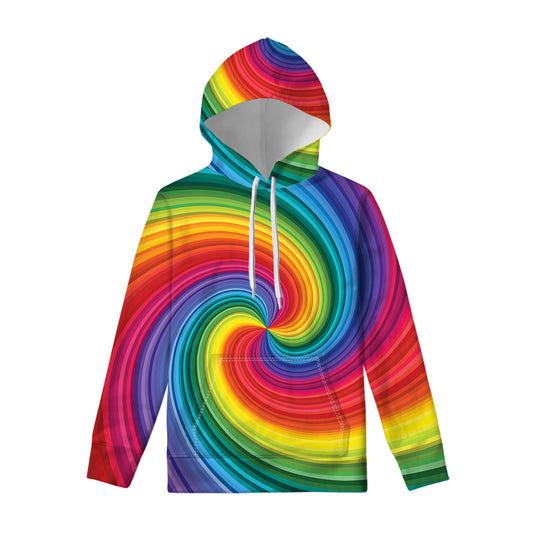 Rainbow Swirl Print Pullover Hoodie