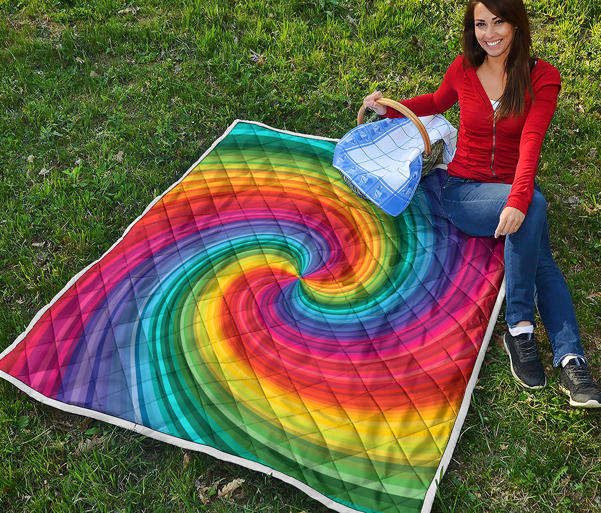 Rainbow Swirl Print Quilt