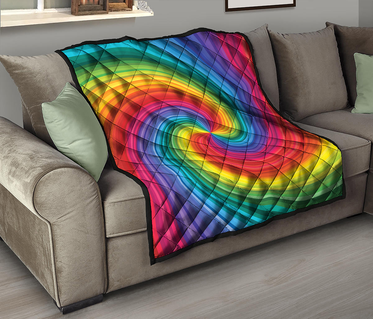 Rainbow Swirl Print Quilt