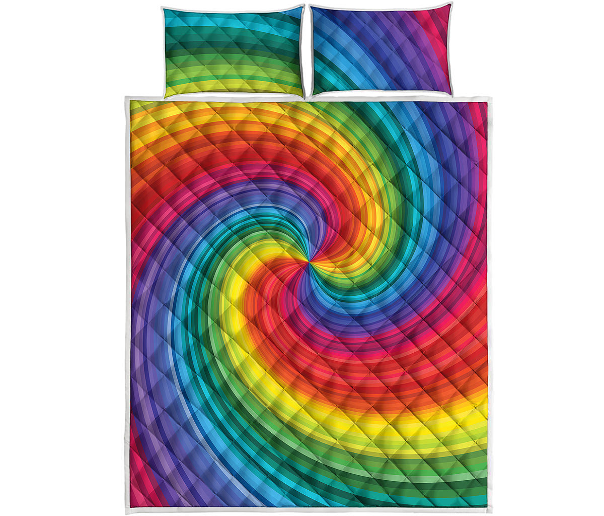 Rainbow Swirl Print Quilt Bed Set
