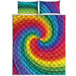 Rainbow Swirl Print Quilt Bed Set