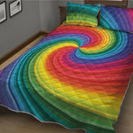 Rainbow Swirl Print Quilt Bed Set