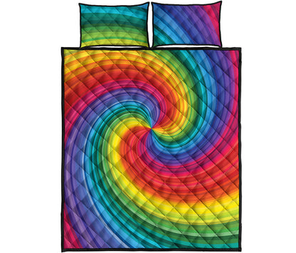 Rainbow Swirl Print Quilt Bed Set