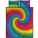 Rainbow Swirl Print Quilt Bed Set