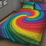 Rainbow Swirl Print Quilt Bed Set
