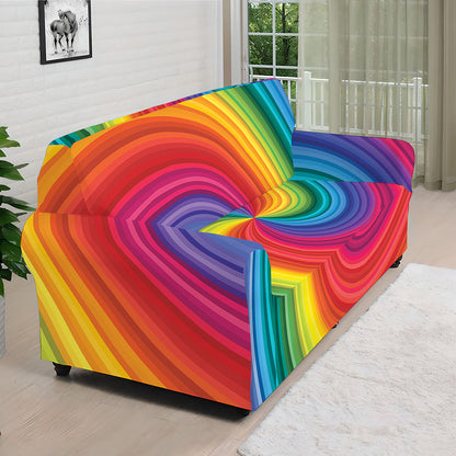 Rainbow Swirl Print Sofa Cover