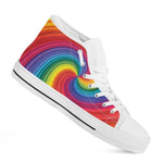 Rainbow Swirl Print White High Top Shoes