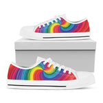 Rainbow Swirl Print White Low Top Shoes