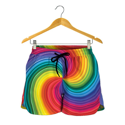Rainbow Swirl Print Women's Shorts