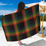 Rainbow Tartan Pattern Print Beach Sarong Wrap