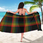 Rainbow Tartan Pattern Print Beach Sarong Wrap