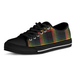Rainbow Tartan Pattern Print Black Low Top Shoes