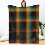 Rainbow Tartan Pattern Print Blanket