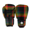 Rainbow Tartan Pattern Print Boxing Gloves