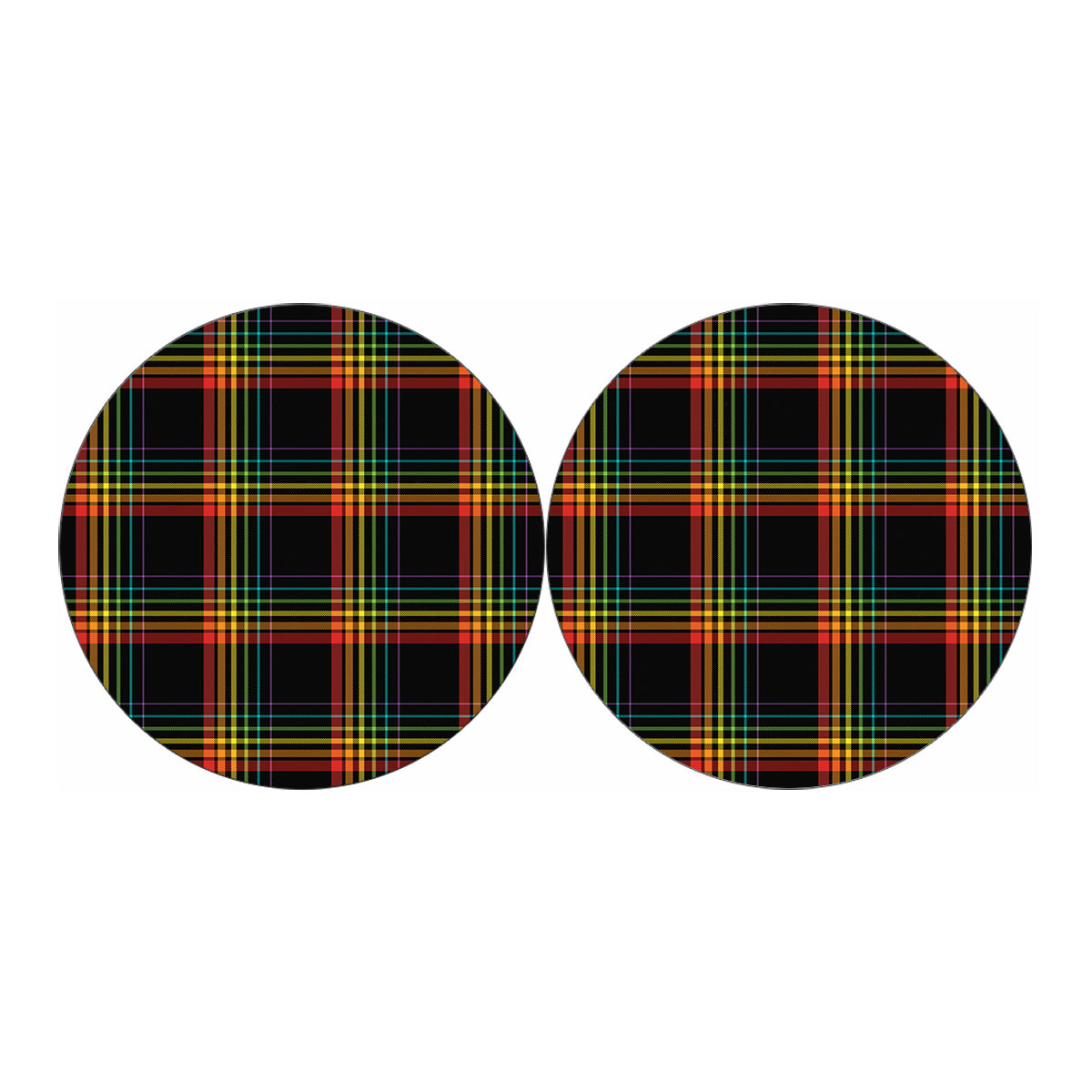 Rainbow Tartan Pattern Print Car Coasters