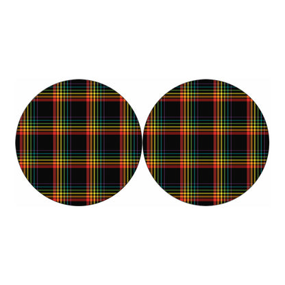 Rainbow Tartan Pattern Print Car Coasters