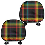 Rainbow Tartan Pattern Print Car Headrest Covers