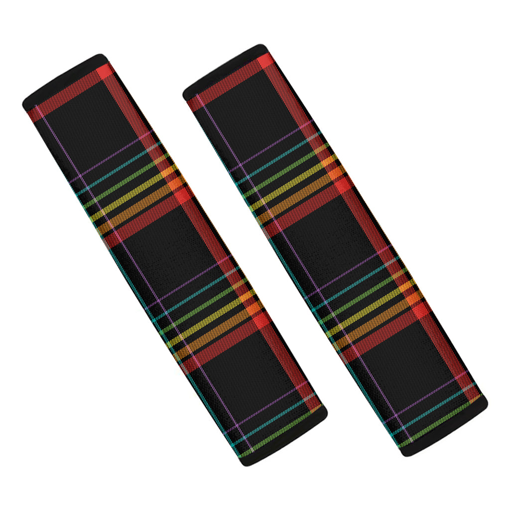 Rainbow Tartan Pattern Print Car Seat Belt Covers