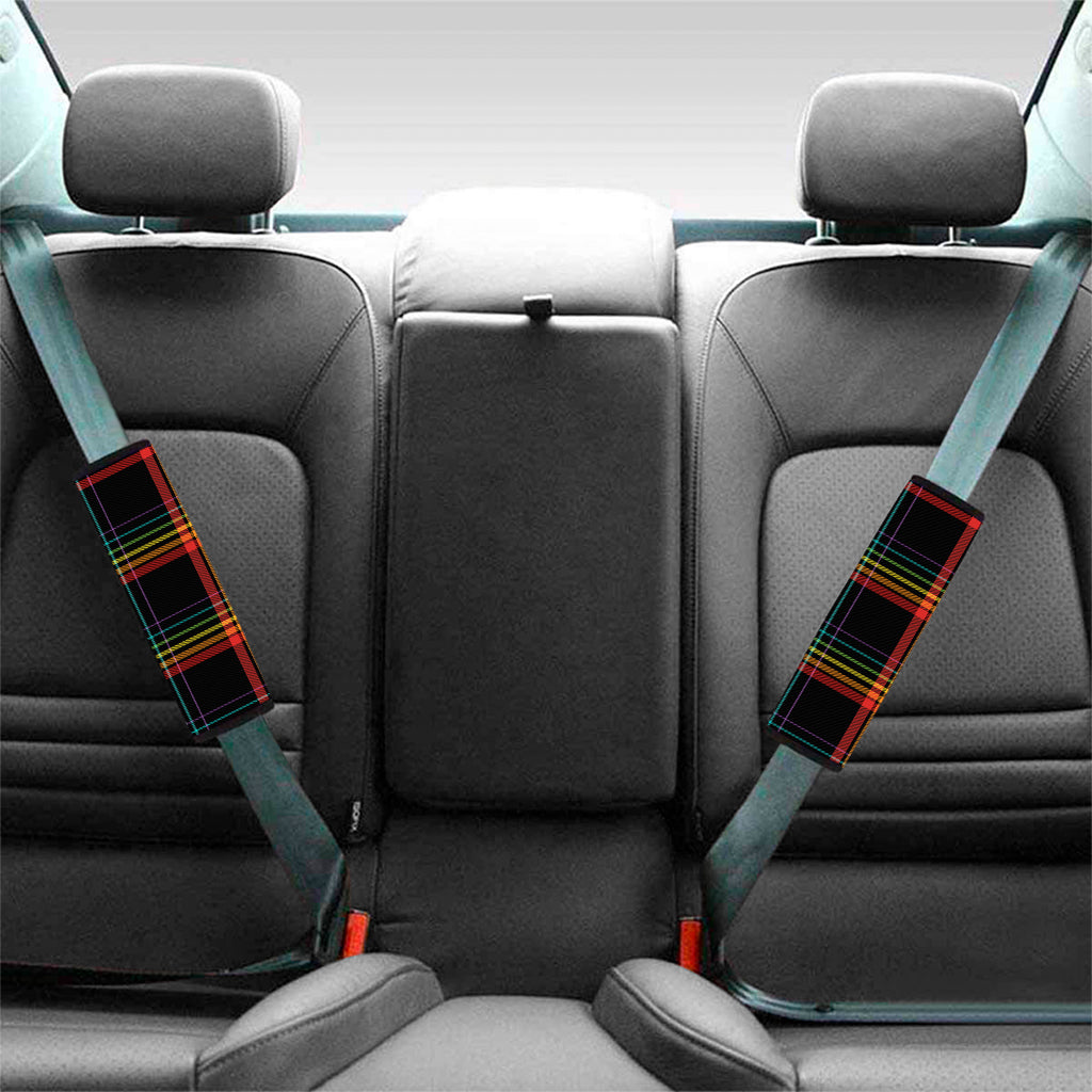 Rainbow Tartan Pattern Print Car Seat Belt Covers