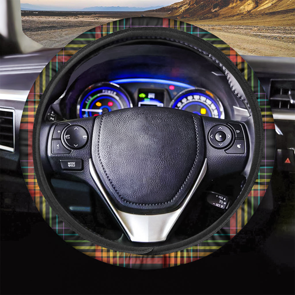 Rainbow Tartan Pattern Print Car Steering Wheel Cover