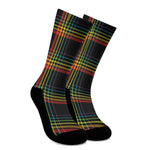 Rainbow Tartan Pattern Print Crew Socks