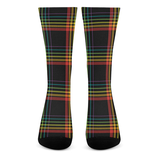 Rainbow Tartan Pattern Print Crew Socks