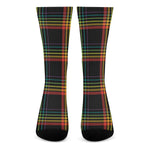 Rainbow Tartan Pattern Print Crew Socks