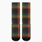 Rainbow Tartan Pattern Print Crew Socks