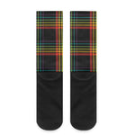 Rainbow Tartan Pattern Print Crew Socks