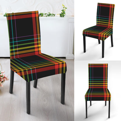 Rainbow Tartan Pattern Print Dining Chair Slipcover