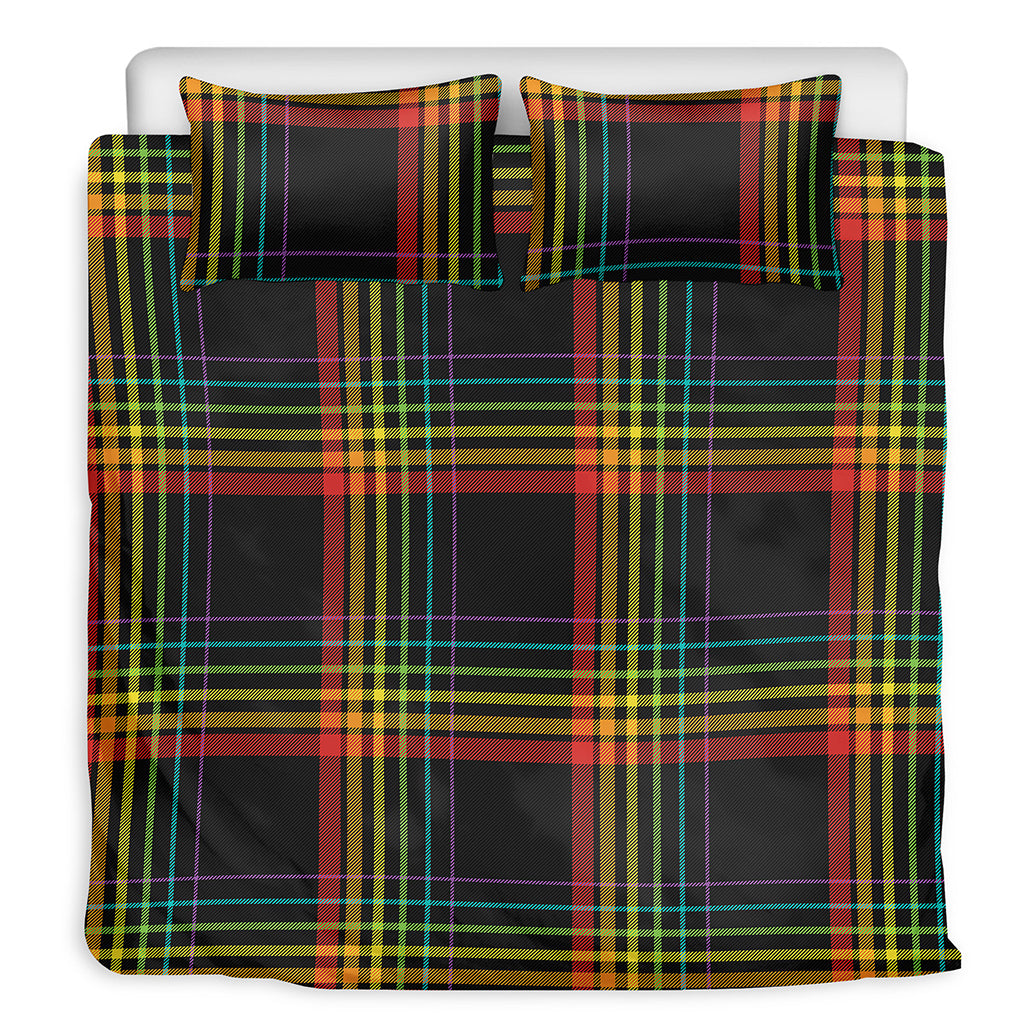 Rainbow Tartan Pattern Print Duvet Cover Bedding Set