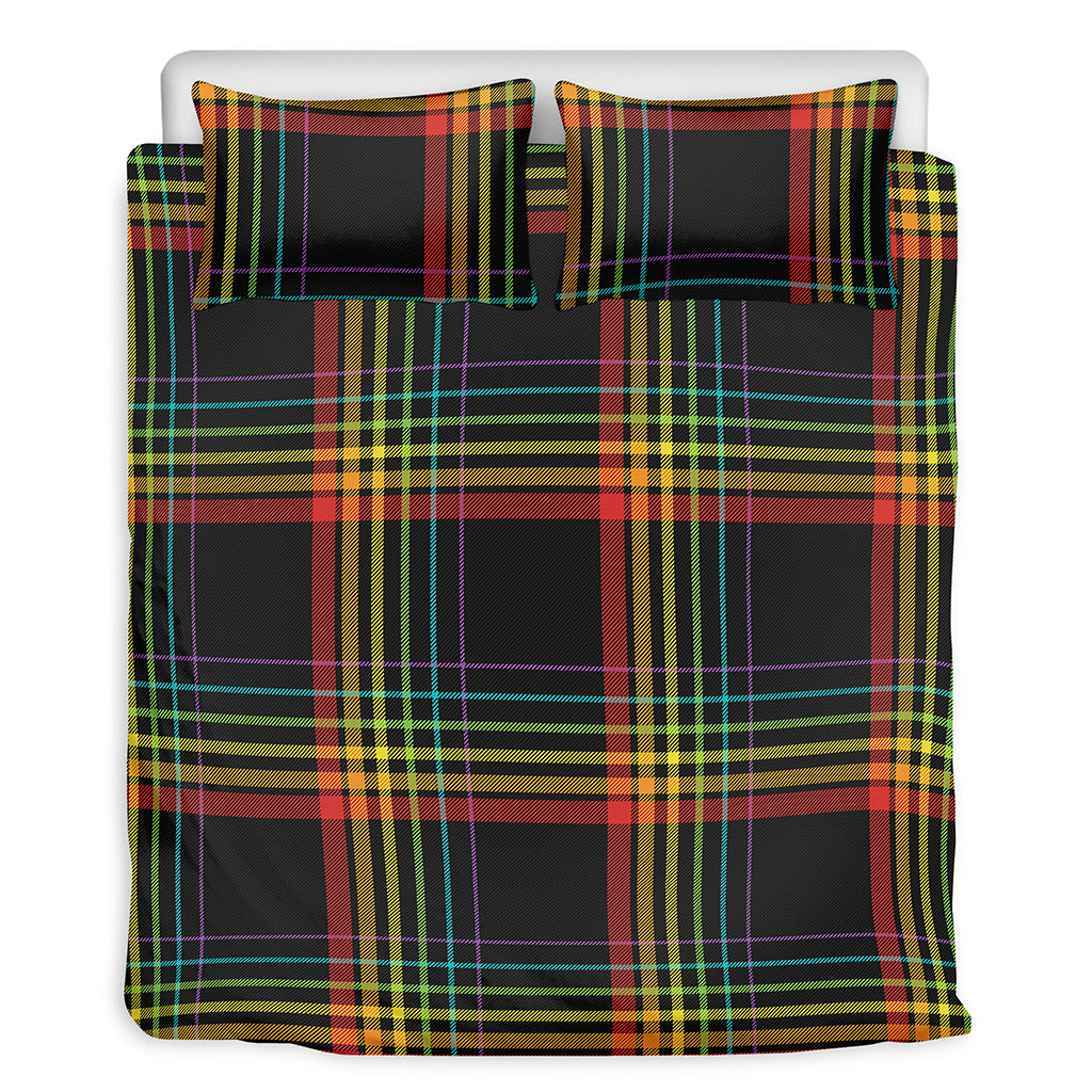 Rainbow Tartan Pattern Print Duvet Cover Bedding Set