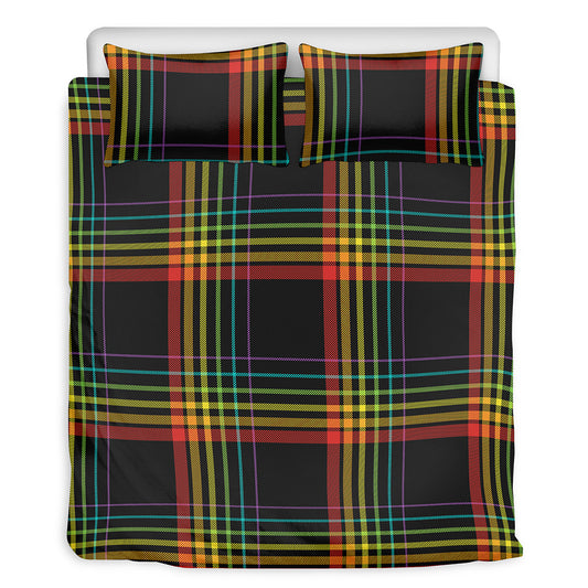 Rainbow Tartan Pattern Print Duvet Cover Bedding Set