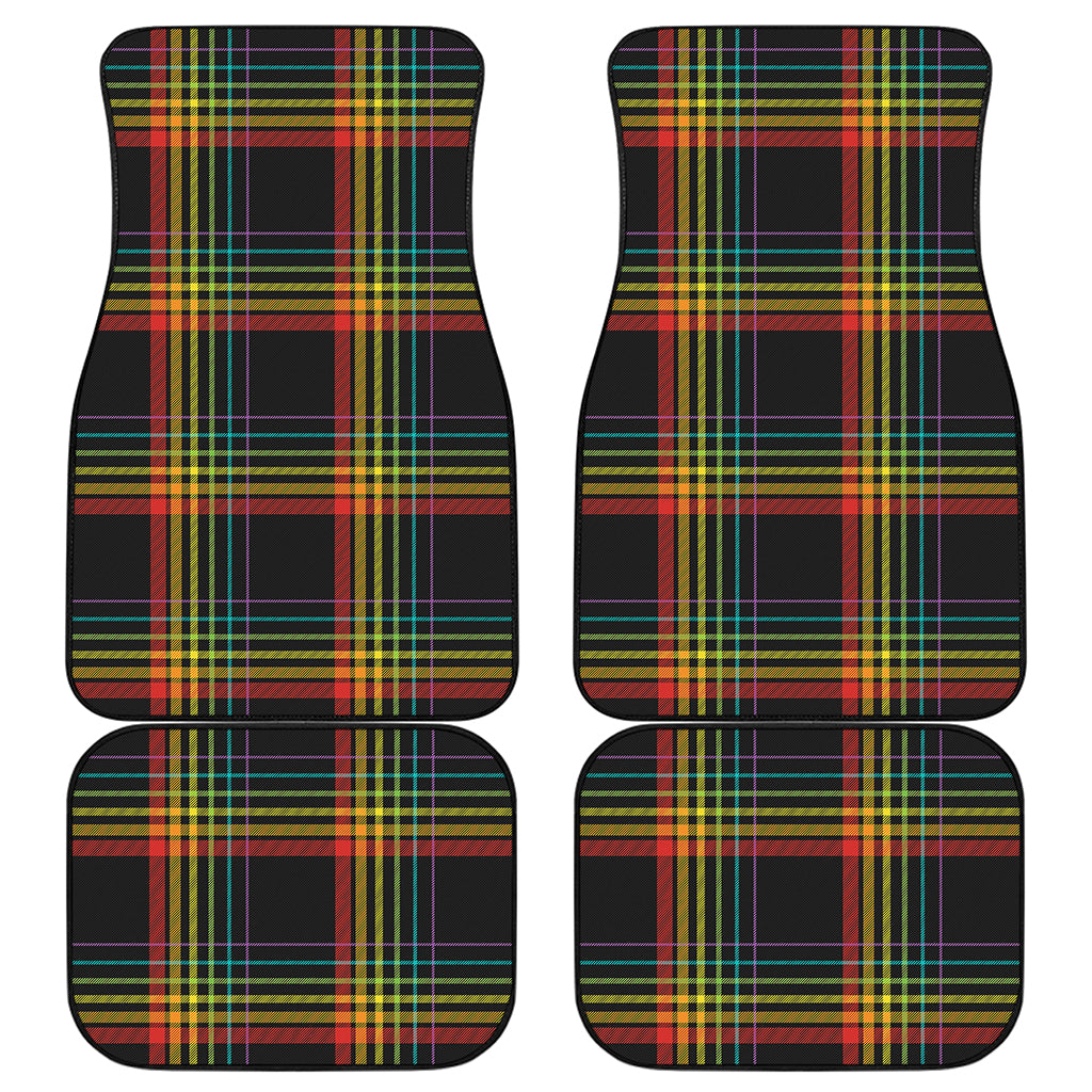 Rainbow Tartan Pattern Print Front and Back Car Floor Mats