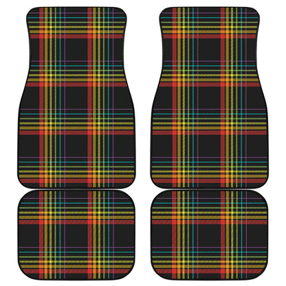Rainbow Tartan Pattern Print Front and Back Car Floor Mats