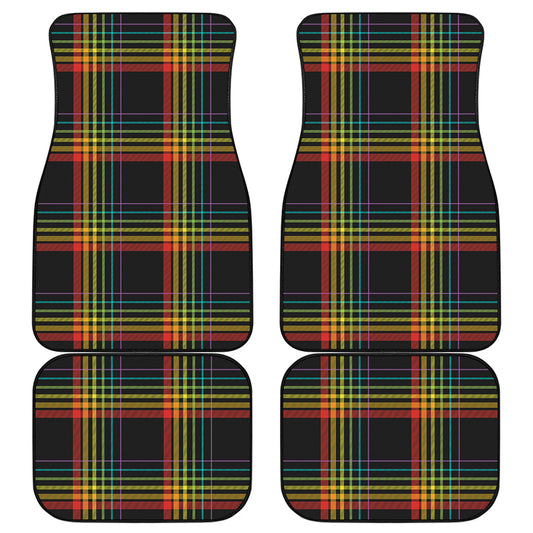 Rainbow Tartan Pattern Print Front and Back Car Floor Mats