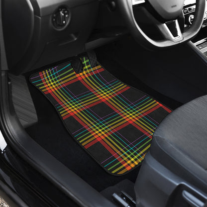 Rainbow Tartan Pattern Print Front and Back Car Floor Mats