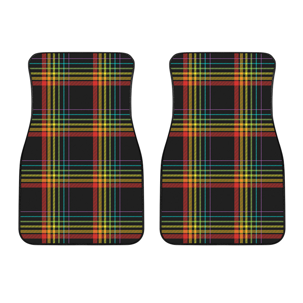 Rainbow Tartan Pattern Print Front Car Floor Mats