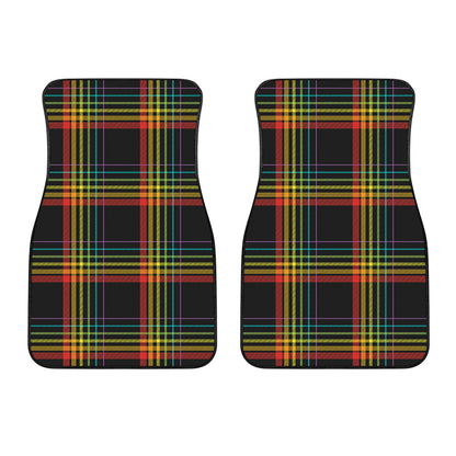 Rainbow Tartan Pattern Print Front Car Floor Mats