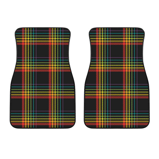 Rainbow Tartan Pattern Print Front Car Floor Mats